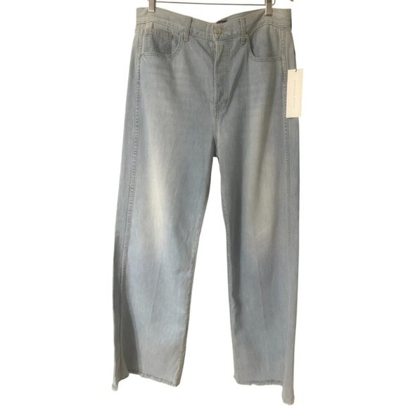 New Veronica Beard Taylor Relaxed Wide Leg High Rise Jeans 31 In Aire Wash Blue - Picture 6 of 15